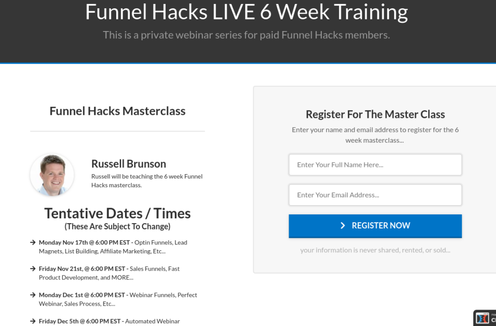 Funnel Hacks Masterclass